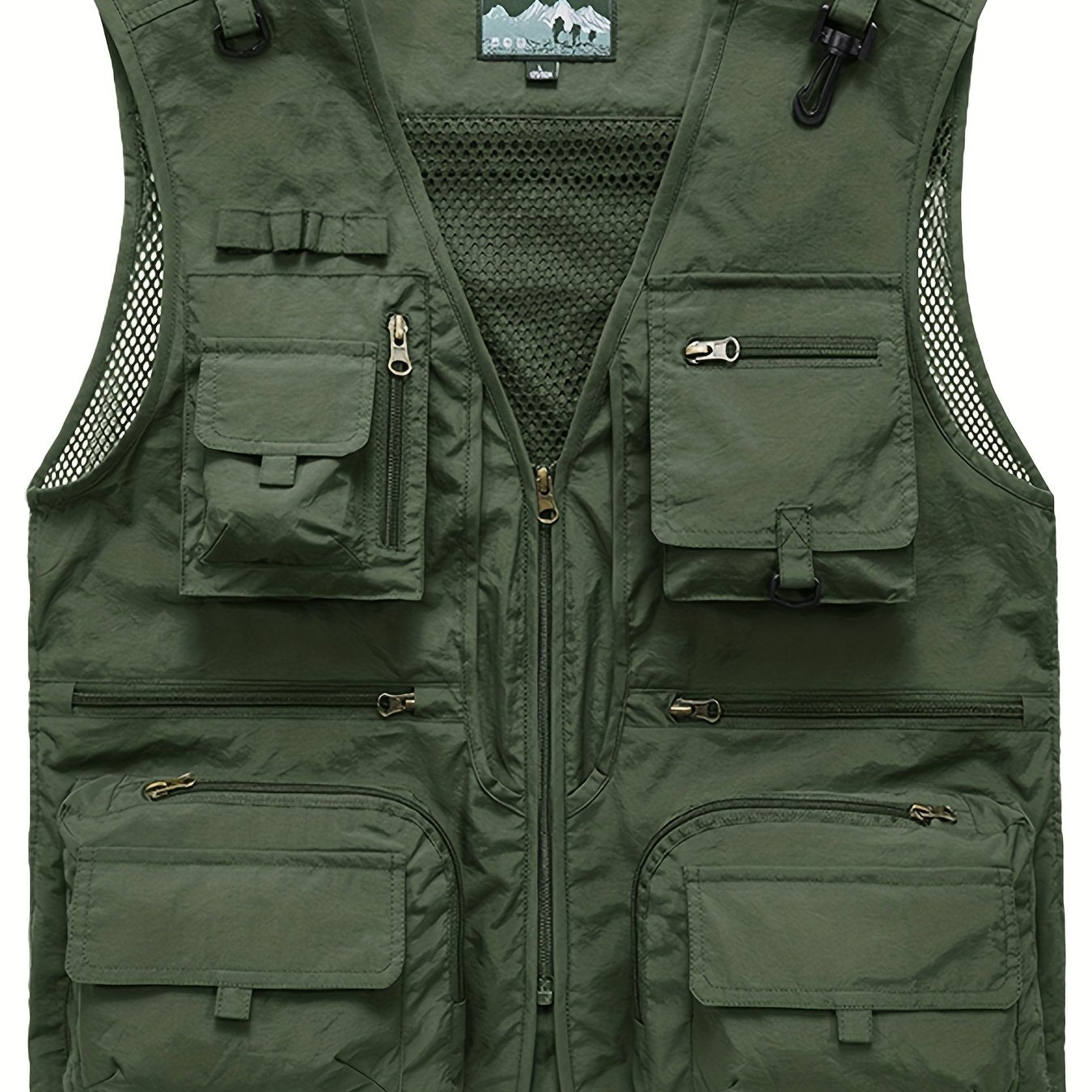 Men's Zipper Pockets Cargo Vest for Spring/Summer outdoor activities.