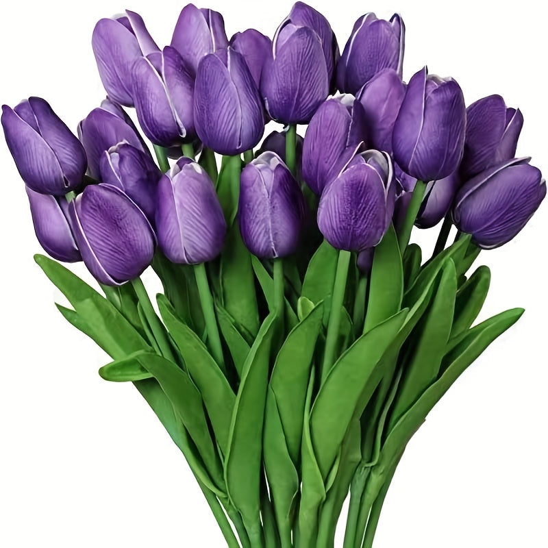 10 lifelike artificial tulips for room and home decor, weddings, offices, cafes, birthdays, and Mother's Day gifts.