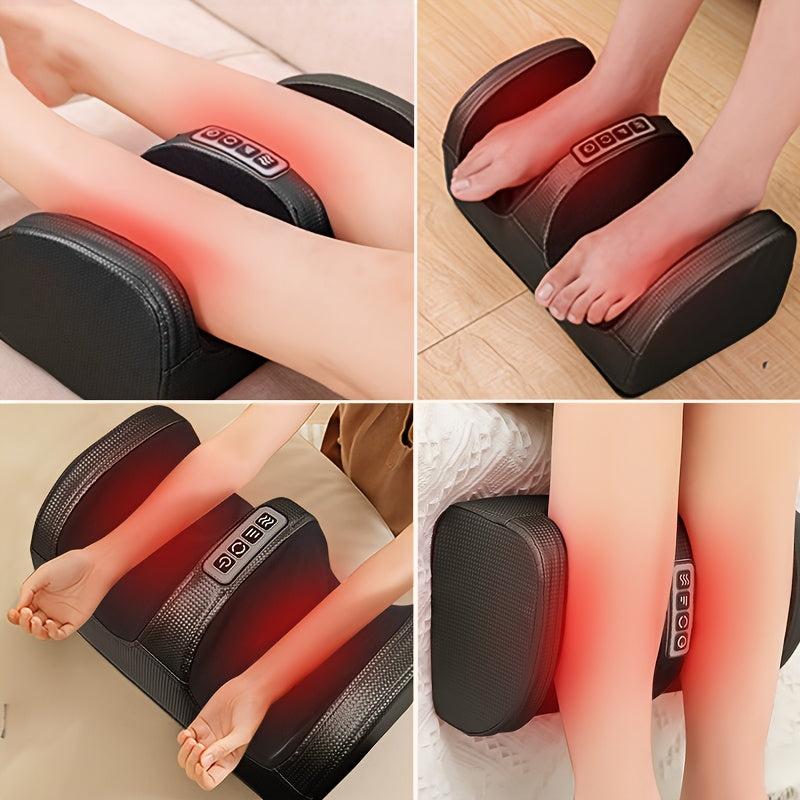 Plugpowered heated foot massager with black textured design and red heart-shaped balloons, ideal gift for Father's Day or Mother's Day for improved circulation and relaxation.