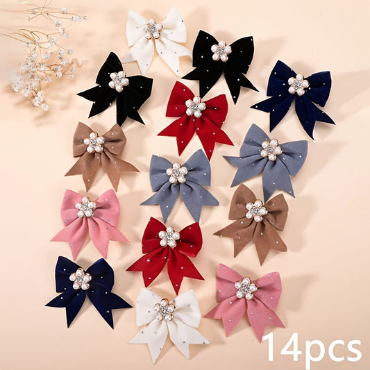 This set includes 14 handmade bow hair clips and pearl hair accessories that are ideal for daily wear and special occasions, making them versatile hair accessories for girls.