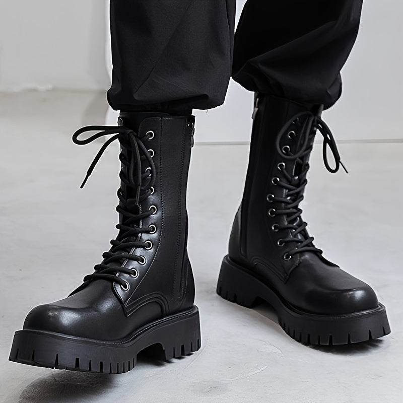 Men's versatile high-top boots with classic design, zip and lace closure, and durable rubber sole.