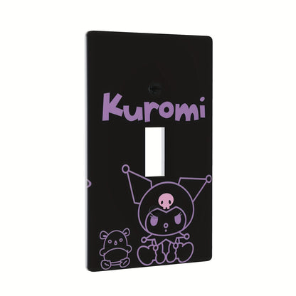 Officially licensed Kuromi-themed light switch cover, easy to install with painted screws, ideal for home decor in any room.