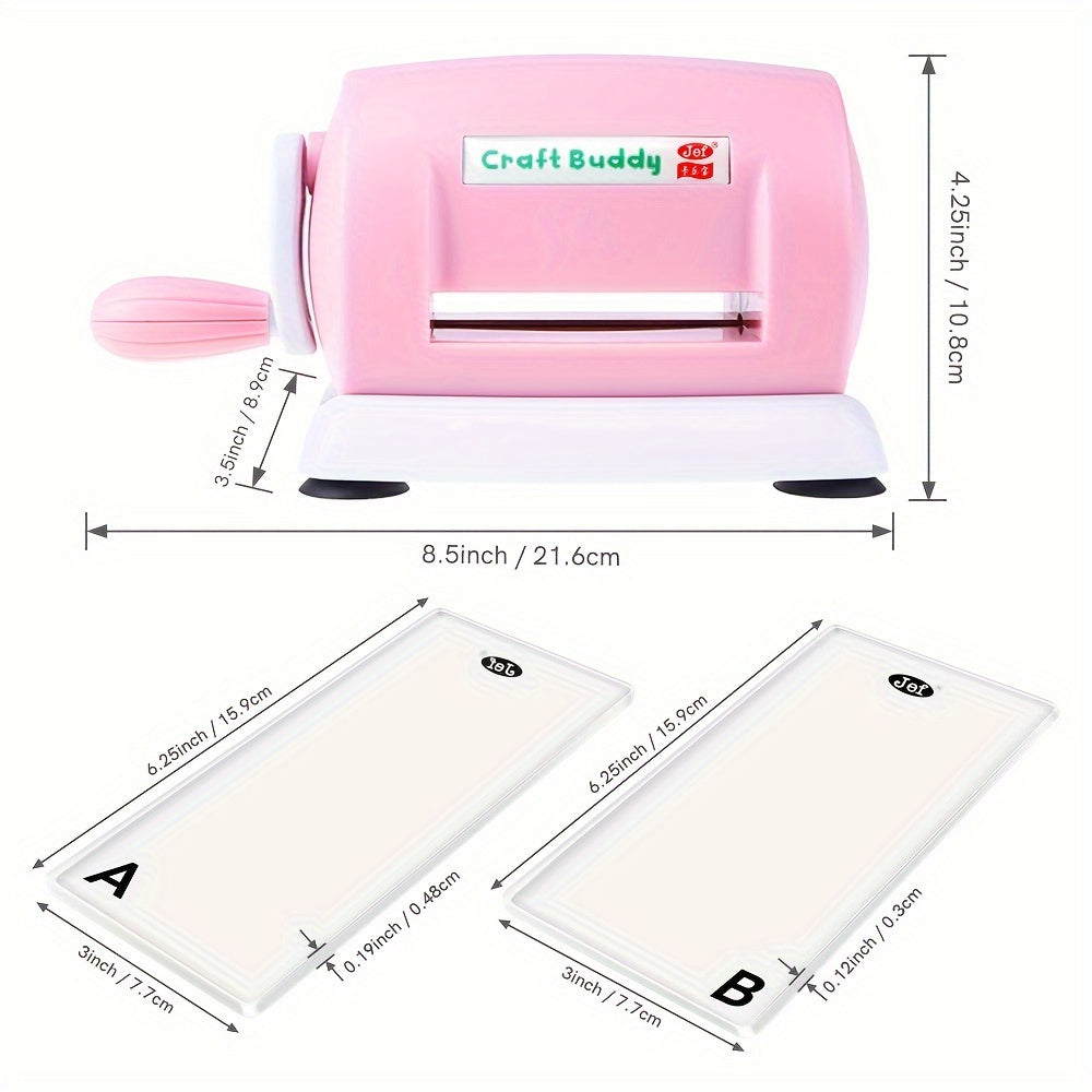 Craft Buddy Scrapbook Die Cutting Embossing Machine with 5 colors and 1 Set A&B Acrylic Cutting Pads for DIY Scrapbooking Paper Crafts.