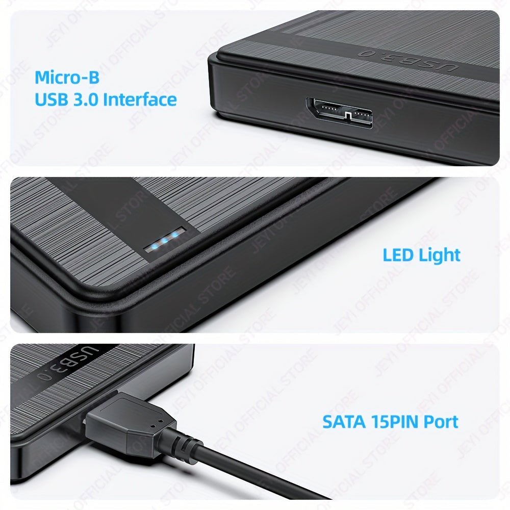 JEYI 2.5" SATA 3.0 USB 3.0 SSD External Enclosure, Black with No HDD