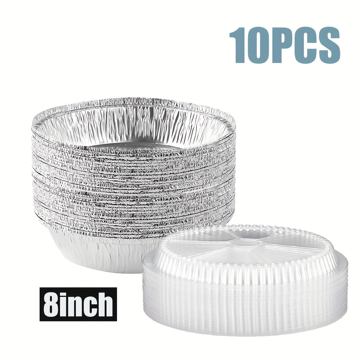 Round Disposable Baking Containers with Lids - Available in 10 or 30 Pack, Aluminum Foil Pan Set perfect for Dining, Cooking, and Outdoor Events. Ideal for To-Go Pie Tins, Oven-Safe Roasting, and Storage Pots.