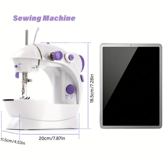 IAGREEA Portable Electric Sewing Machine - Easy-to-Use, Dual Power, Includes Thread Shuttle Cores, Spare Needle & Threading Tool, Ideal for Home Use.