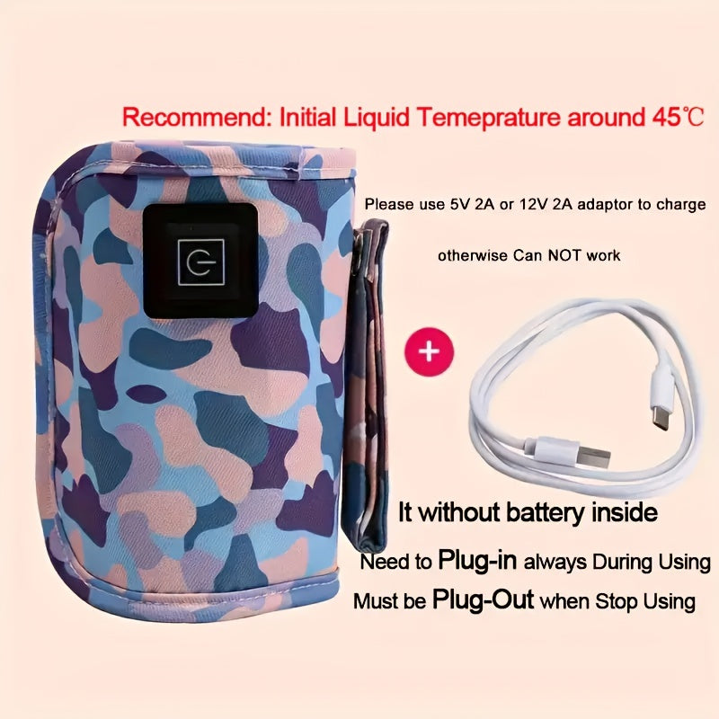 Portable USB bottle warmer for travel, camping, and outdoor adventures. Great for keeping milk formula warm on the go. Can be used in the car, stroller, or at home. The insulated bag keeps bottles warm for nursing. Makes a perfect Easter gift for