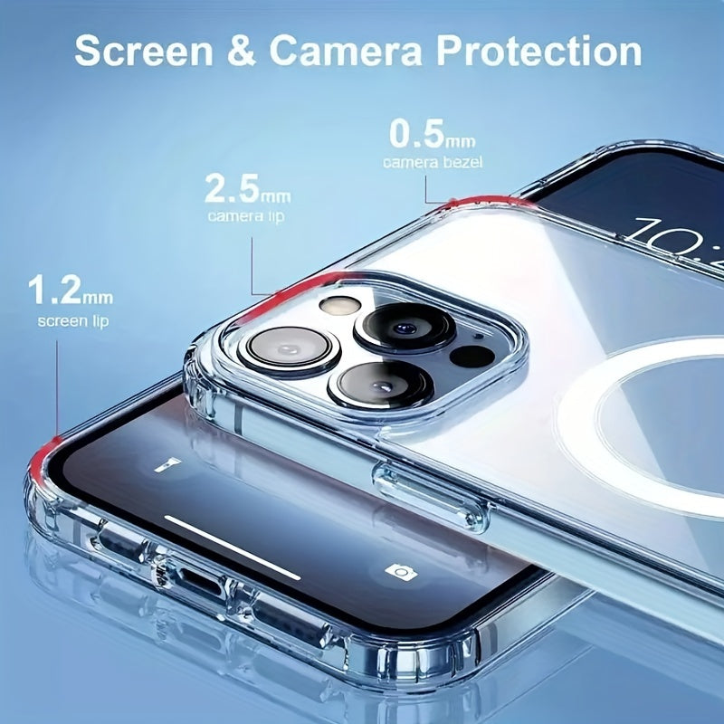 Magnetic original clear case for iPhone with wireless charging capability.