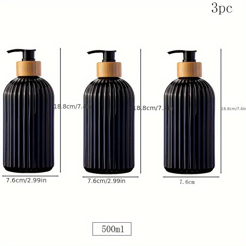 500ml Plastic Dish-Soap Dispenser Set with Bamboo Pump for kitchen and bathroom.