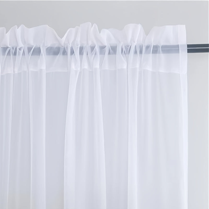 Elegant White Sheer Voile Curtains with 2 Panels, Ideal for Kitchen, Bedroom, and Living Room - Soft and Breathable Window Treatment Featuring Rod Pocket for Easy Installation - Enhance Your Home Decor with These Beautiful Curtains