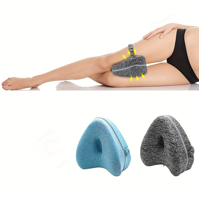 Soft and comfortable plush memory foam leg and waist support pillow designed for side sleepers. Ideal for pregnancy shaping and leg toning, this non-slip pillow is machine washable and comes in gray. Features a contoured design and soft polyester cover