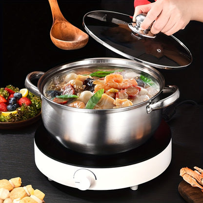 ZZBZZ 24.0cm Stainless Steel Steamer Pot Soup Pot - 2-in-1, Durable Double Layer with Steaming Basket. Compatible with Induction & Gas Stoves, Multi-Use for Home Kitchen Cookware.