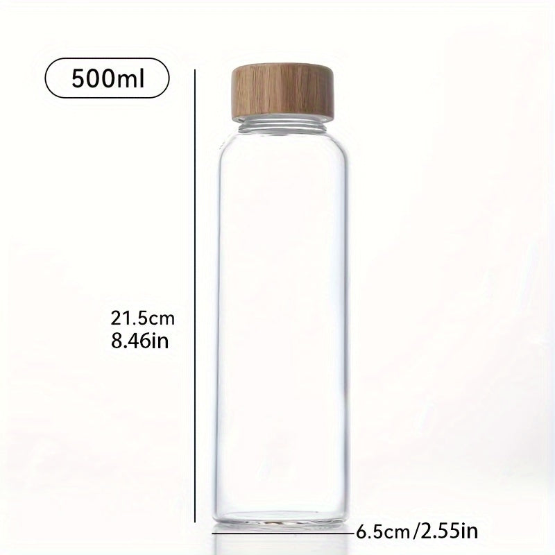 This borosilicate glass bottle comes with both a stainless steel lid and a wooden bamboo lid, making it perfect for travel and storing a variety of beverages such as juice, smoothies, kombucha, kefir, and tea. It is 100% leakproof and can be safely used