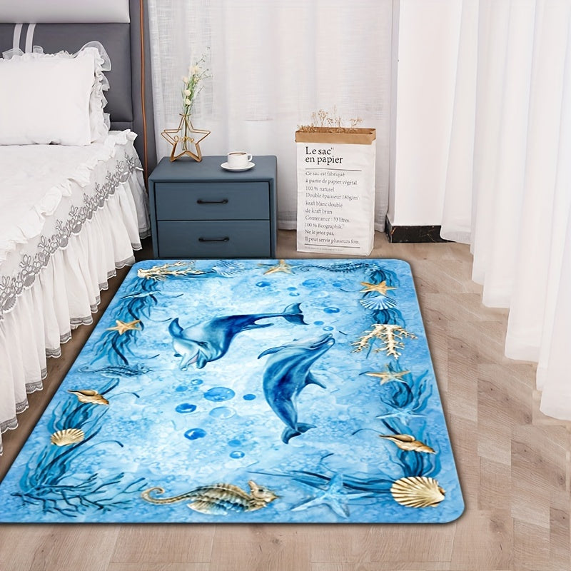 Set of two kitchen floor mats in flannel material, a toilet floor mat, a bathtub edge foot mat, an absorbent bedroom floor mat, a living room carpet, a coffee table floor mat, a balcony floor mat, a bay window floor mat, a door mat, a printed floor mat