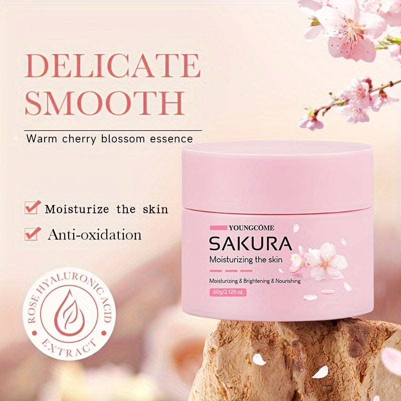 30/60g Sakura Essence Face Cream, improves skin elasticity, firms skin, fast-absorbing, non-greasy, moisturizes and smooths skin, suitable for all skin types, contains plant Squalane.