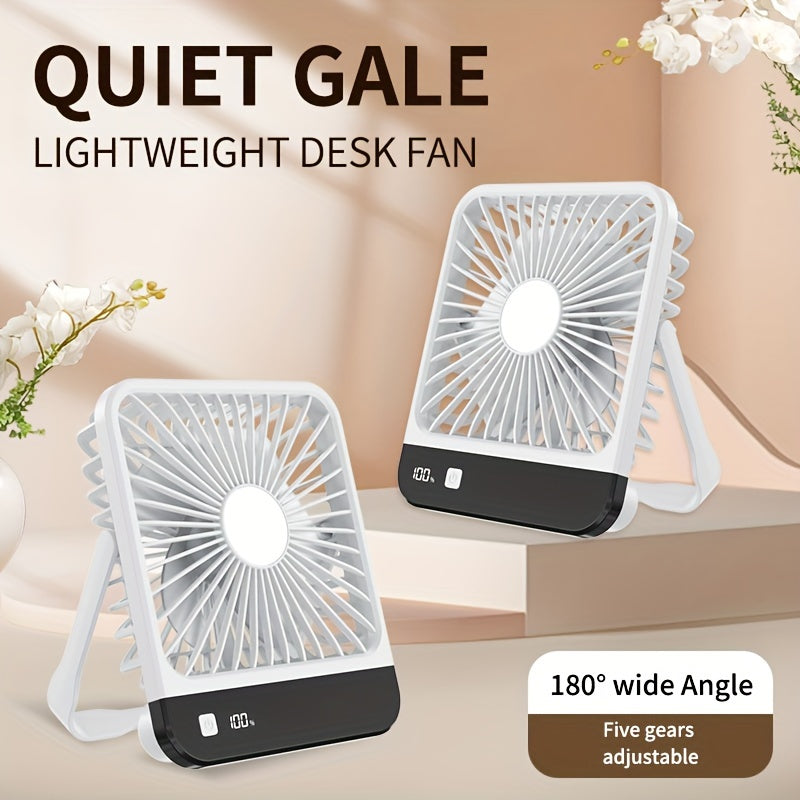 GOARD introduces a portable USB desk fan with mirror, measuring 16.51cm. This fan is designed to be flexible and features a 180° foldable design, 5-speed settings, and a high-capacity 1800mAh battery. Perfect for makeup application and use in the home