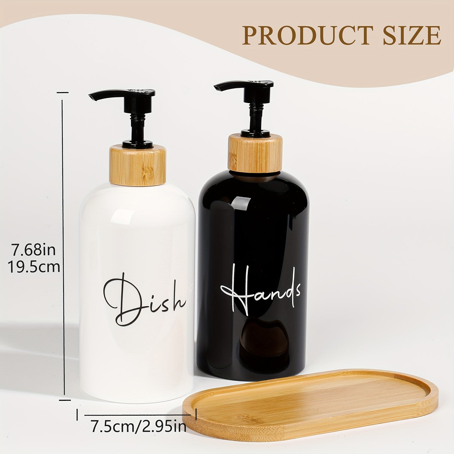 Pair of 500ml letter graphic soap dispensers, versatile for kitchen and bathroom, leak-proof, easy to refill and clean, stylish home decor storage solution in black and white. Ideal as a Christmas or Halloween gift decoration.