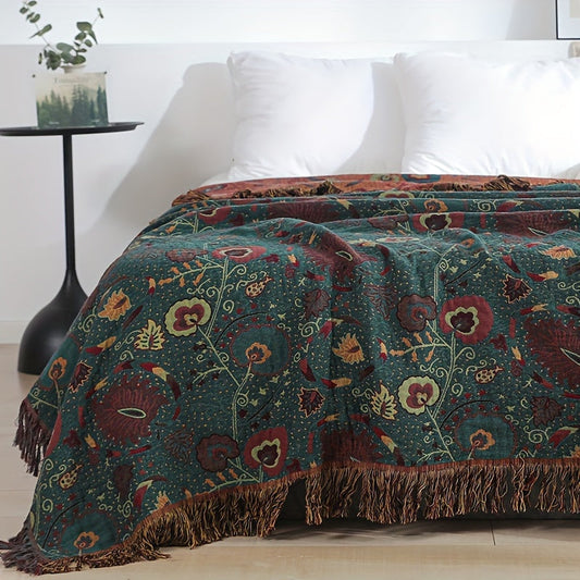 Indulgent Phoenix Tail Flower Throw Blanket - Warm, Plush, Versatile, Year-Round Comfort - Vibrant Colors with Tassel Accents, Easy to Clean, Rustic Charm for Couches, Airy Spaces, and Relaxing, Perfect Couch Throw Blanket