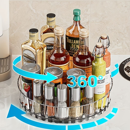 360° Rotating Tray Organizer for Jewelry, Spices, Kitchen, Bathroom, and Fridge Storage.