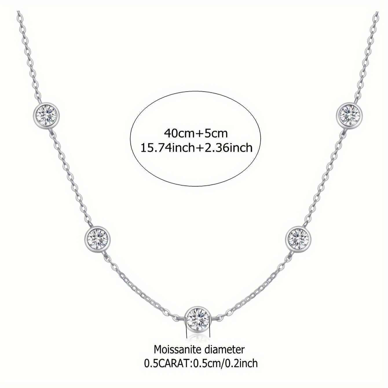 Stunning 925 Sterling Silver Necklace with 2.5ct Moissanite Pendant, Perfect for a Fashionable, Elegant and Trendy Look. This Clavicle Chain is designed with a Sense of Premium Personality, Leisure and Light Luxury. Embrace a Romantic and Gorgeous