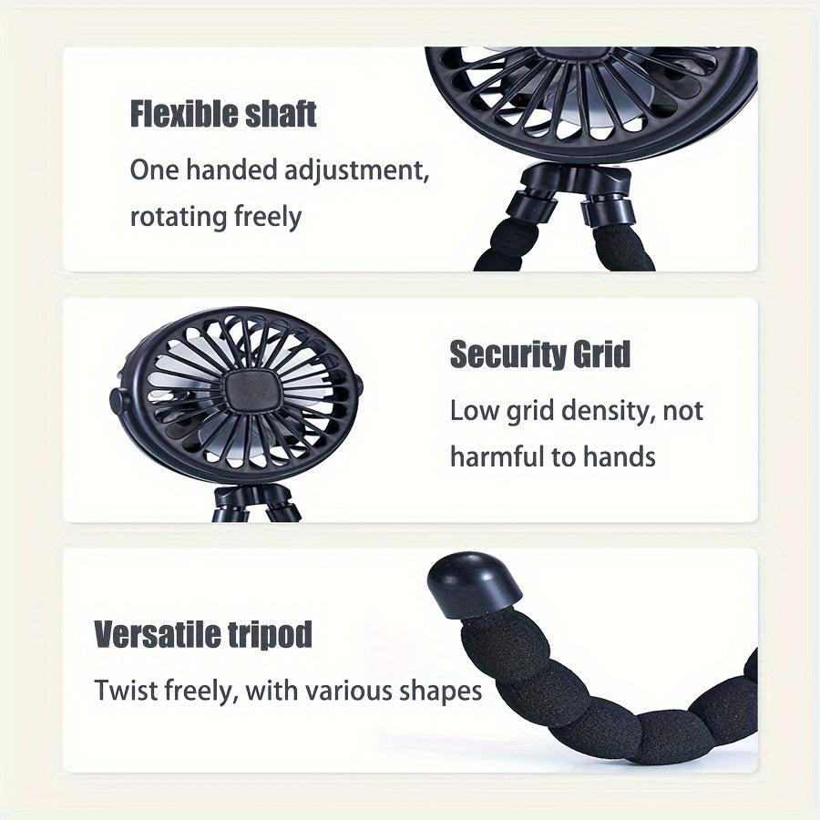 Rechargeable USB Fan in the Shape of an Octopus, Portable Mini Fan with Multiple Modes, Extended Battery Life, and Silent Operation