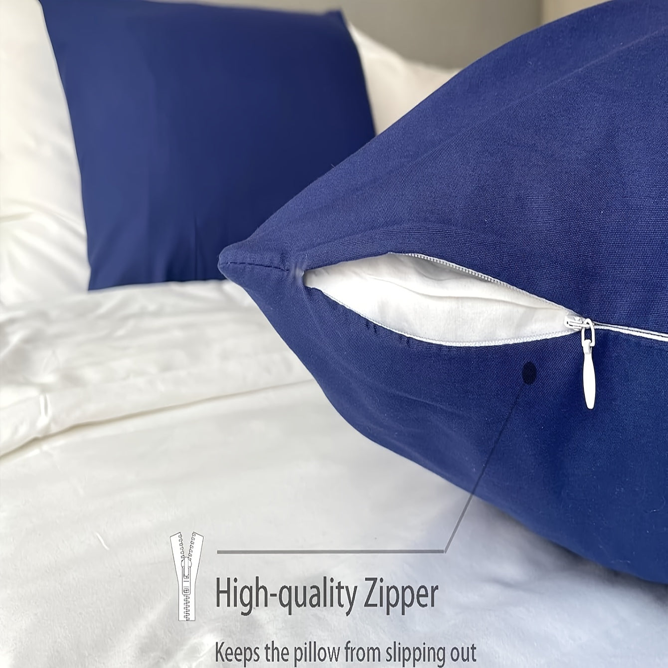 Breathable Microfiber Pillowcase with Zipper Closure- Solid Color, Various Sizes Available, Soft Texture