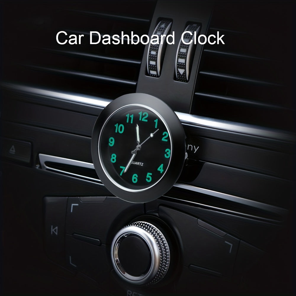 Universal round car clock, stick on electronic dashboard.