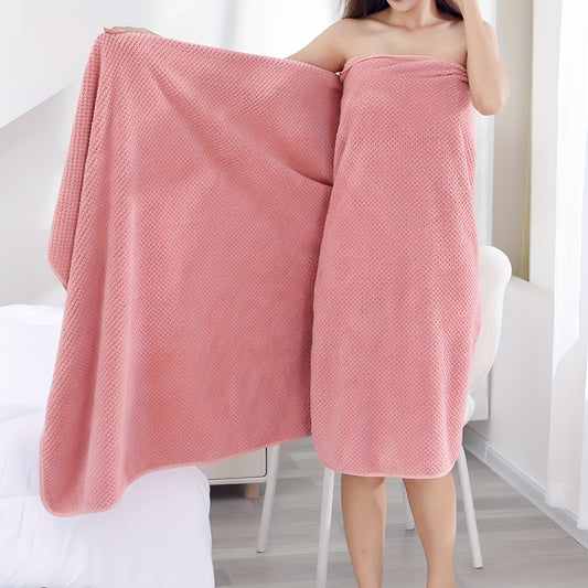 Thick oversized bath towel, 90x180cm, high colorfastness, polyester blend, modern style.