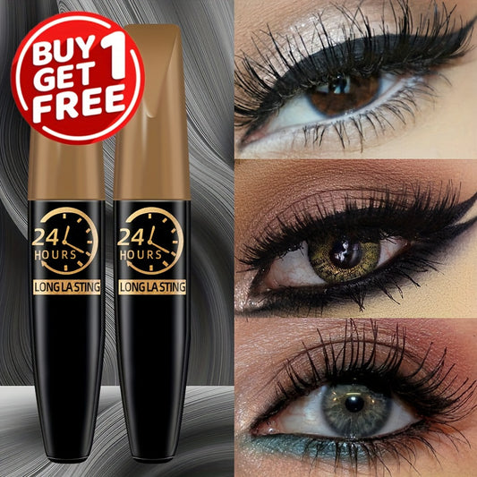 Buy 1 Get 1 Free Waterproof Mascara - 24 Hour Long Lasting - Suitable for All Skin Types - Black Color - Fast Drying - Ideal for Eyeliner and Eye Shadow Application