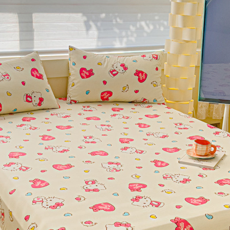 One piece of a Hello Kitty pillowcase made from 100% soft and breathable fabric. This bed pillow cover is machine washable and allergy-resistant. It features a digital print design with an envelope closure. The fabric weight is 250-300gsm, perfect for