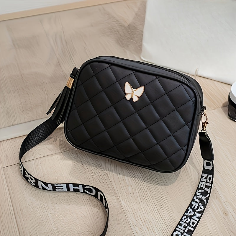 Stylish crossbody bag for girls with diamond lattice design and adjustable strap, ideal for everyday wear.