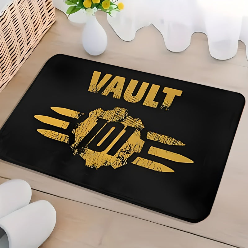 Welcome to Vault 101 Fallout Doormat - Durable Indoor/Outdoor Entrance Mat, Easy to Clean Polyester Rug for Front Door, Kitchen, or Porch - Rectangular Game Mat with Non-Slip Backing