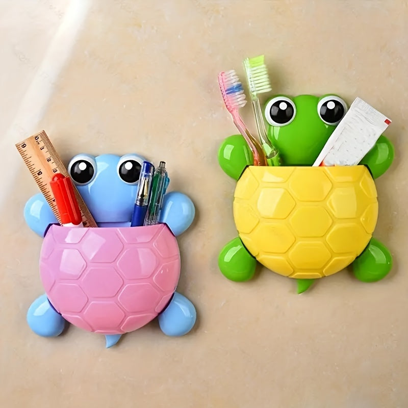 Turtle design suction cup toothbrush holder, great for Halloween and Christmas decorations.