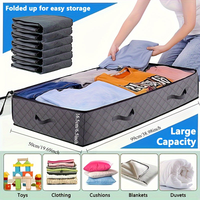 Under Bed Storage Box Set with High Capacity - 90L, Clear Window, Durable Handles, Ideal for Clothing, Bedding, and Toys, Modern Design, Not Waterproof, Secure Closure, Made of Fabric, Rectangular Shape, Versatile Storage Option