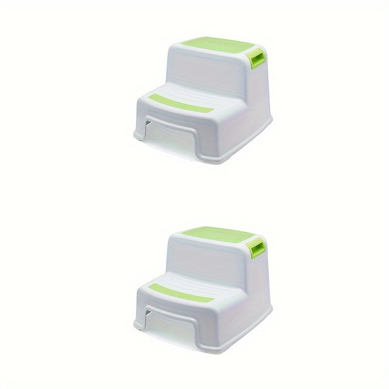 Step stool set made of plastic, perfect for children aged 3-12. Features a non-slip design and is easy to clean.