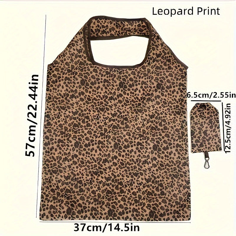 Durable Leopard Print Polyester Shopping Tote Bag with Leak Proof Square Design, Padded Straps, and Reinforced Bottom - Ideal for Grocery, Travel, and Daily Use