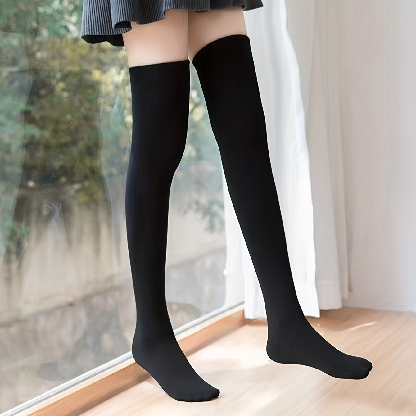 Basic Thigh-High Socks, College Style, Women's Stockings & Hosiery