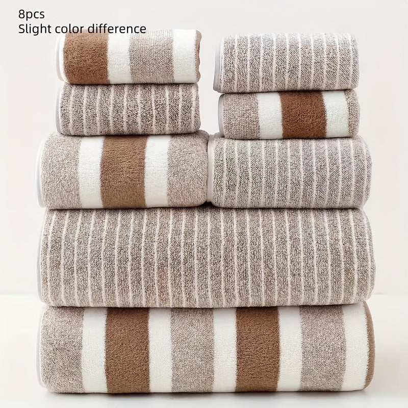 8-piece Coral Fleece Towel Set includes 2 bath towels, 2 hand towels, and 4 washcloths.