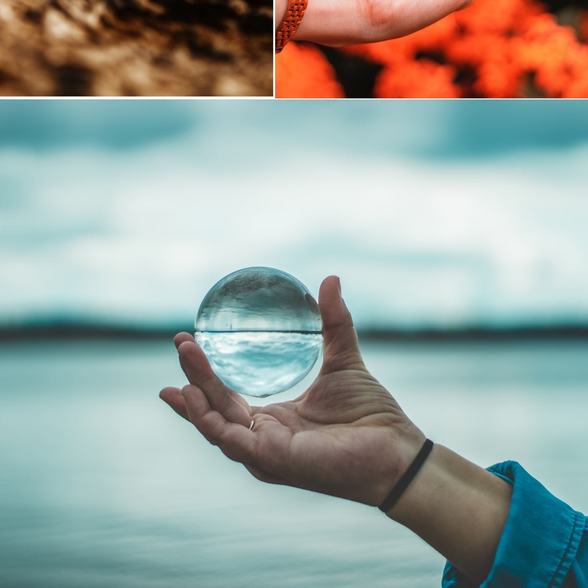 Handmade transparent crystal ball photography prop for Christmas, home decor, parties, and gifts.