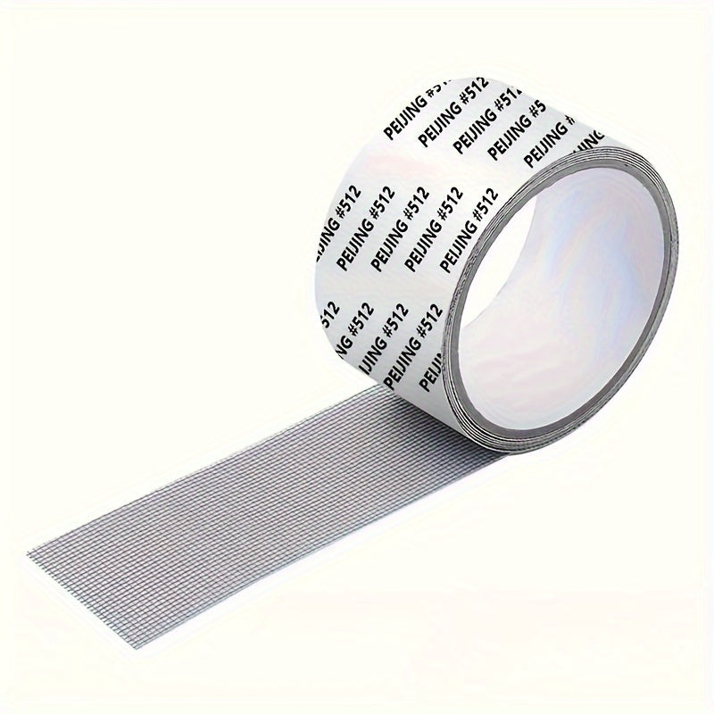 Repair tape for mosquito screens - 1 roll of plastic mesh patch for window and door net, designed for covering holes in bedroom adhesive gauze curtains.