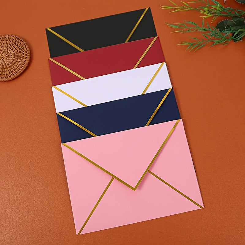 50/100pcs C6 Letter Envelope featuring Western-style design, gilded double-offset paper for Wedding Invitations.