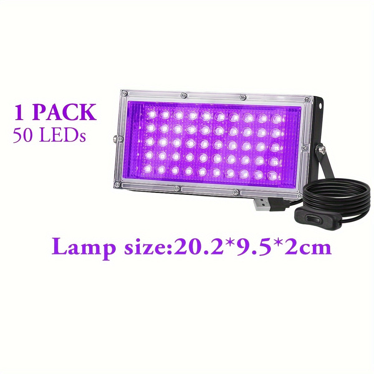 TigerXXle Black Light Packs in 1/2/3/4 options with 50/96/144 LEDs. 385-400nm UV, USB Powered, Metal with Switch Control, 152.4cm Cord. Ideal for Dance Party, Body Paint, Halloween, Fluorescent Poster, Neon Glow.