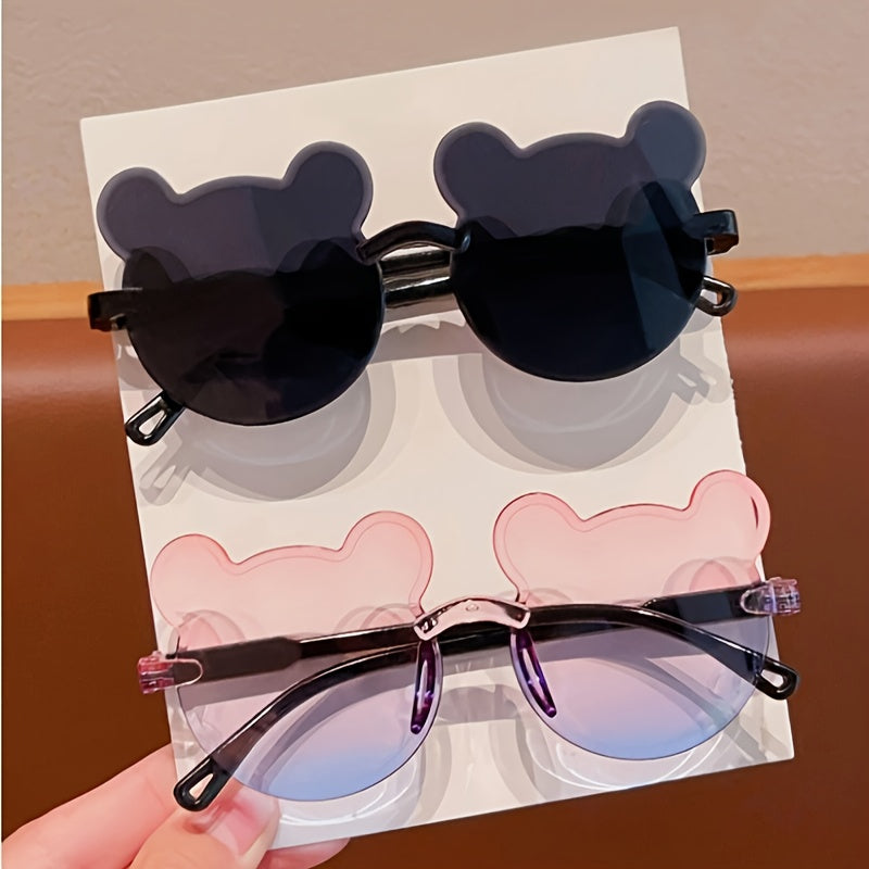 2 bear ear fashion glasses for teens in mixed color PC frame, perfect for New Year, Valentine's Day, and carnival gifts.