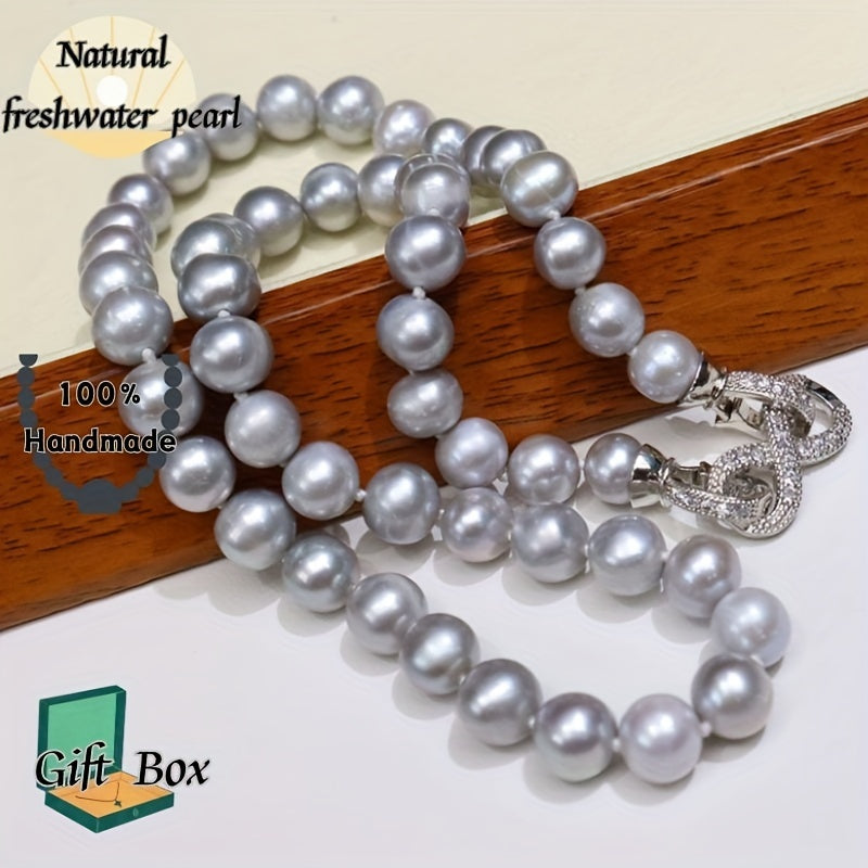 This Vintage Natural Freshwater Pearl Necklace for Men features simple style with Fashionable Grey Pearls showcasing 8 Subtle Imperfections. Ideal for both Daily and Party Wear, this necklace comes in a Gift Box. Made with Natural Stone and suitable for