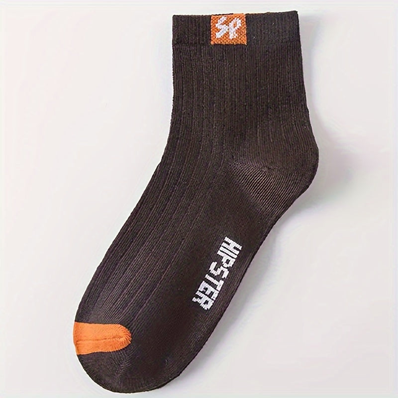 5 pairs of unisex letter graphic socks, perfect for sports and breathability. Includes women's stockings and hosiery.