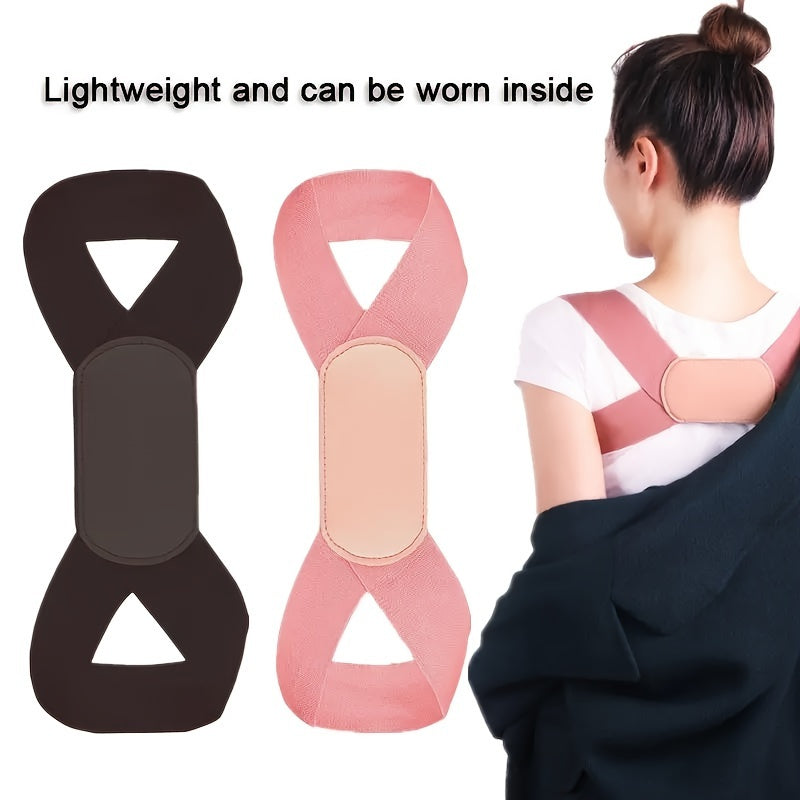 Breathable back brace for women with anti-slouching shoulder corrector and invisible open shoulder support made of knitted polyester fabric. Can be used as a chest strap replacement or as