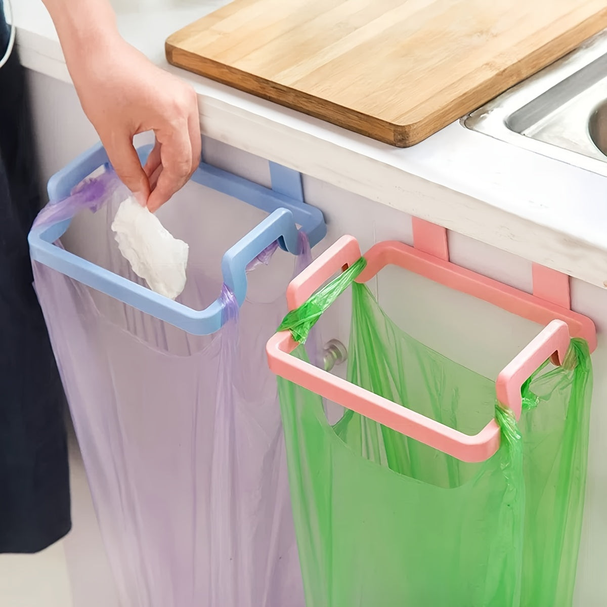 Colorful Plastic Bag Dispenser - Wall-Mounted, Holds 2 Bags, Ideal for Kitchen, Pantry, RV & Bathroom - Space-Saving Design for Trash Bags & Cleaning Cloths, Not Food Safe - Perfect for Kitchen Trash Can