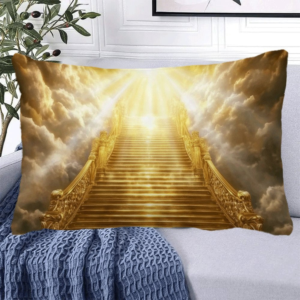 Heavenly Ladder Print Pillow Cover - 1 Piece, 50.8x30.48 cm, Made of Polyester, Machine Washable, Features Zipper Closure, Casual Style, Suitable for All Seasons, Movie Theme Design, Recommended for Back Sleepers, Perfect for Sofa and Living Room