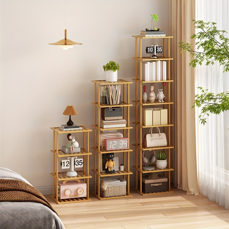 The bamboo shoe rack is crafted from high-quality moso bamboo sourced from high-mountain regions. With 3 to 8 customizable layers, this rack is easy to install, disassemble, and reassemble whenever needed. Perfect for small entryways, it provides a