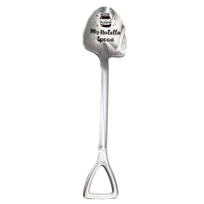 Nutella-themed stainless steel spoon for coffee, tea, and dessert, perfect gift for loved ones.